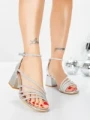 Sandale Dama cu Toc Gros 5JD11 SILVER | MEI