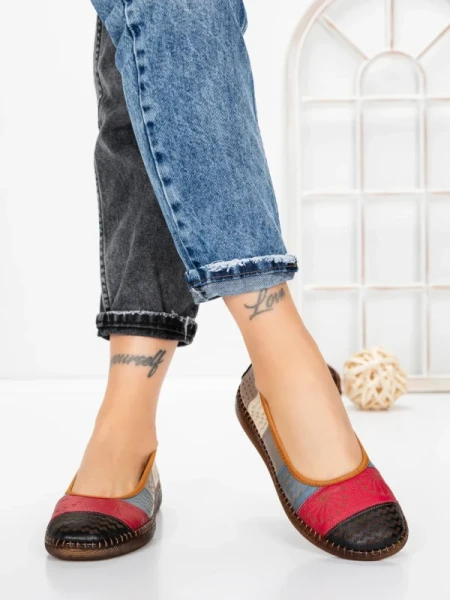Balerini Dama din piele naturala 2211-1 BLACK-RED | BERLINER