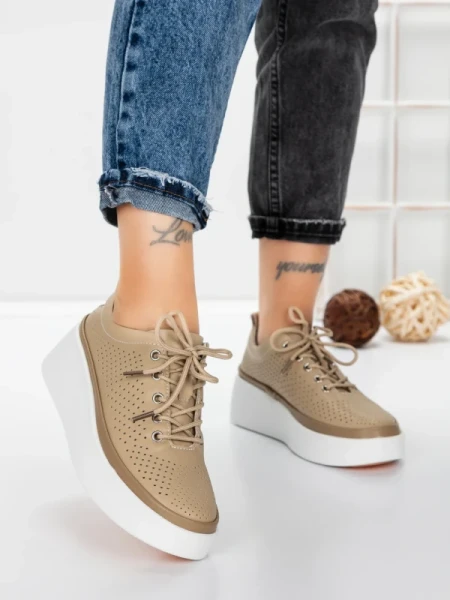 Pantofi Casual Dama din piele naturala K244-1 APRICOT | GALLOP