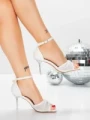 Sandale Dama cu Toc Subtire 5XKK110 WHITE | MEI