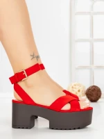 Sandale Dama cu Toc Gros si Platforma 9287R ROSO | STEPS HIGHER
