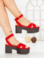 Sandale Dama cu Toc Gros si Platforma 9287R ROSO | STEPS HIGHER