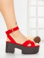 Sandale Dama cu Toc Gros si Platforma 9287R ROSO | STEPS HIGHER