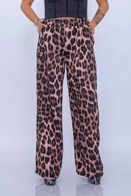 Hlače za žene 12261 Leopard Smeđi | Fashion