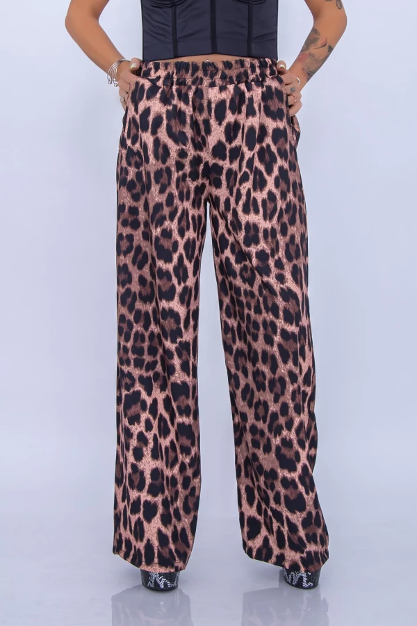 Hlače za žene 12261 Leopard Smeđi | Fashion