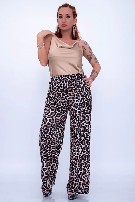 Hlače za žene 12261 Leopard Bež | Fashion