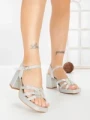 Sandale Dama cu Toc Gros F20-83 SILVER | FESTISIMO