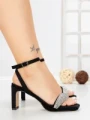 Sandale Dama cu Toc Gros W18-88 BLACK | FESTISIMO