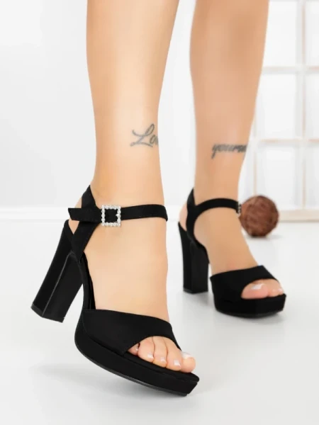 Sandale Dama cu Toc Gros JJ23-18 BLACK | FESTISIMO