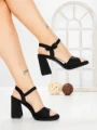 Sandale Dama cu Toc Gros G2432 BLACK | FESTISIMO