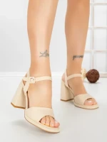 Sandale Dama cu Toc Gros G2432 BEIGE | FESTISIMO