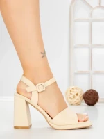 Sandale Dama cu Toc Gros G2432 BEIGE | FESTISIMO