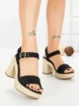 Sandale Dama cu Toc Gros si Platforma OP16-42 BLACK | CINK ME