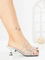 Papuci Dama cu Toc Subtire HM13-20 SILVER | CINK ME