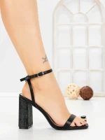 Sandale Dama cu Toc Gros LJ012-1 BLACK | CINK ME