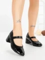 Pantofi cu Toc Gros VJ01-3 BLACK | CINK ME