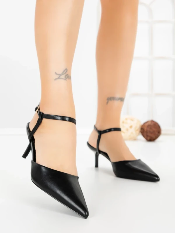 Sandale Dama cu Toc Subtire LE129-8 BLACK | CINK ME