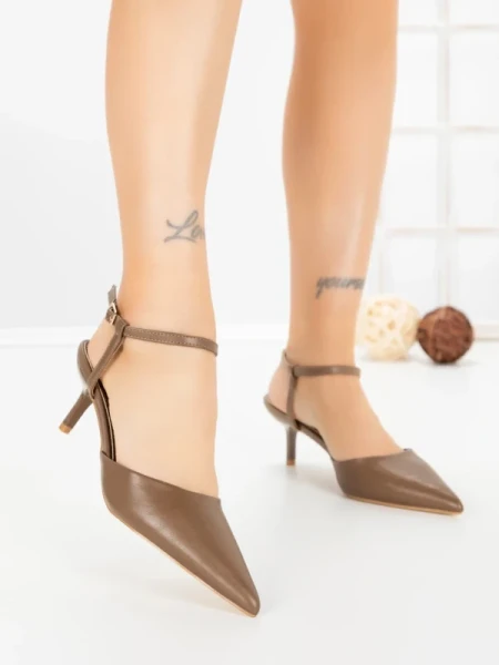 Sandale Dama cu Toc Subtire LE129-8 BROWN | CINK ME