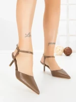 Sandale Dama cu Toc Subtire LE129-8 BROWN | CINK ME