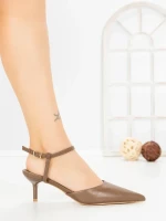 Sandale Dama cu Toc Subtire LE129-8 BROWN | CINK ME