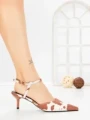 Sandale Dama cu Toc Subtire LE129-8 CAMEL COW | CINK ME