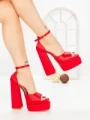 Sandale Dama cu Toc Gros si Platforma TOT-139 RED | L.DAY