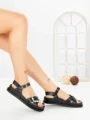 Sandale Dama cu Talpa Joasa F52 BLACK | L.DAY