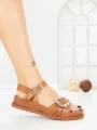 Sandale Dama cu Talpa Joasa F52 BROWN | L.DAY