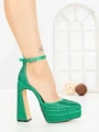 Pantofi cu Toc gros si Platforma LD-1167 GREEN | L.DAY