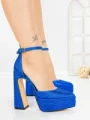 Pantofi cu Toc gros si Platforma LD-1167 ROYAL BLUE | L.DAY