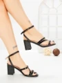 Sandale Dama cu Toc Gros S-136 BLACK | ABLOOM