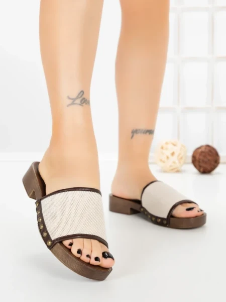 Papuci Dama cu Talpa Joasa L6-82-4 BROWN | ABLOOM