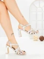 Sandale Dama cu Toc Gros S-142 SILVER | ABLOOM