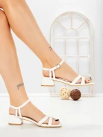 Sandale Dama cu Toc Gros LL-04 WHITE | FESTISIMO