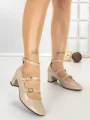 Pantofi cu Toc Gros H003 BEIGE | L.DAY
