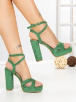 Sandale Dama cu Toc Gros si Platforma 2BL-2097 GREEN | BUONAROTTI