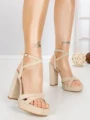 Sandale Dama cu Toc Gros si Platforma 2BL-2097 BEIGE | BUONAROTTI