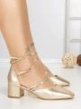 Pantofi cu Toc Gros S-3249 GOLD | BUONAROTTI