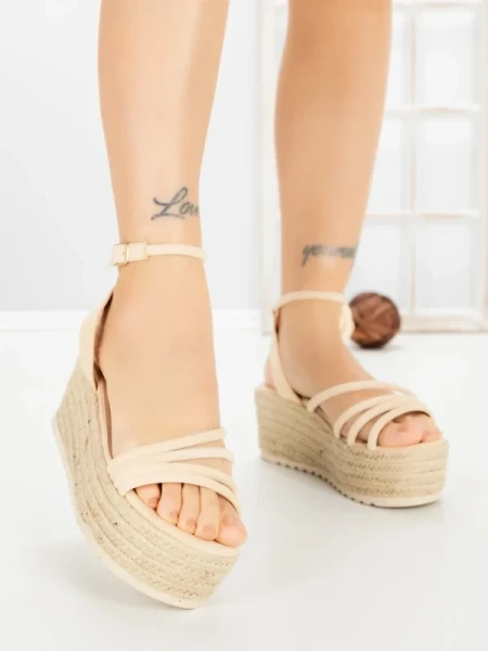 Sandale Dama cu Platforma R-01 BEIGE | GOWIN