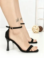 Sandale Dama cu Toc Subtire J-206 BLACK | CHERIE