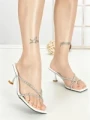 Papuci Dama cu Toc Subtire 588-213 WHITE | CHERIE