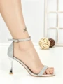 Sandale Dama cu Toc Subtire J-207 SILVER | CHERIE