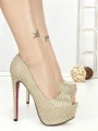 Pantofi cu Toc si Platforma SQ-102 GOLD | CHERIE
