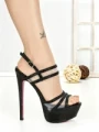 Sandale Dama cu Toc Subtire si Platforma SQ-100 BLACK | CHERIE
