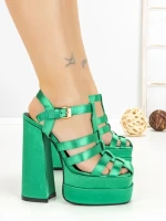 Sandale Dama cu Toc Gros si Platforma P-1287 GREEN | STEPHAN