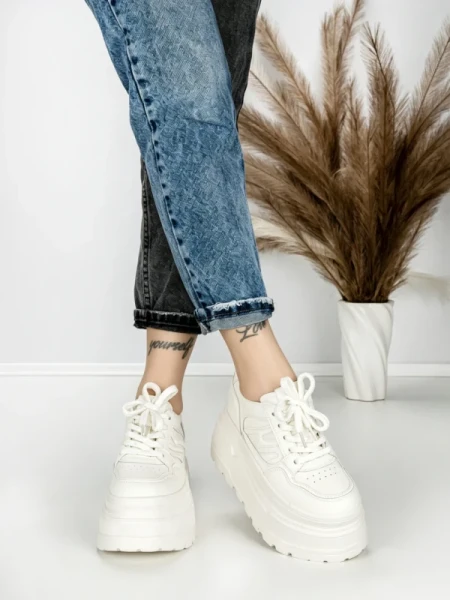 Pantofi Sport Dama cu Platforma 6208-52 WHITE | MEI