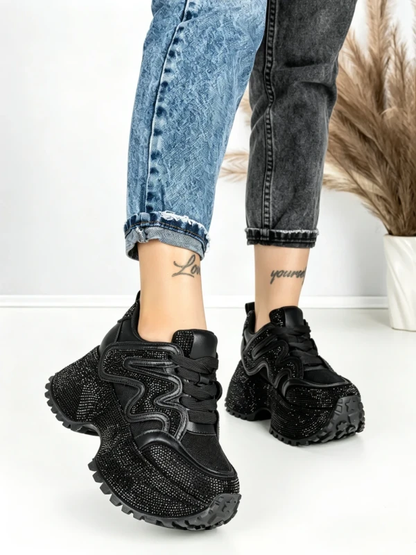 Pantofi Sport Dama cu Platforma 6580-2 BLACK | MEI