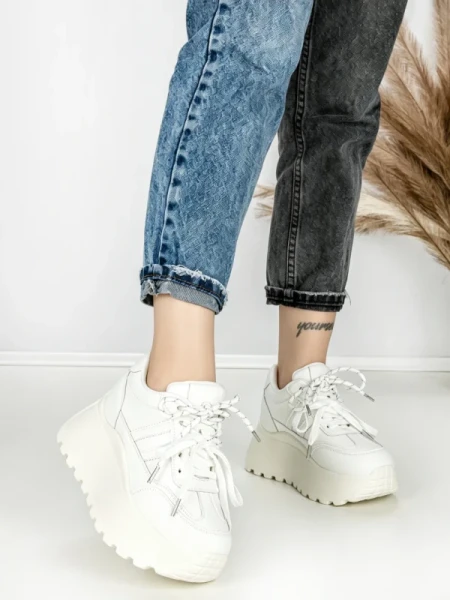 Pantofi Sport Dama cu Platforma 3570 WHITE | MEI