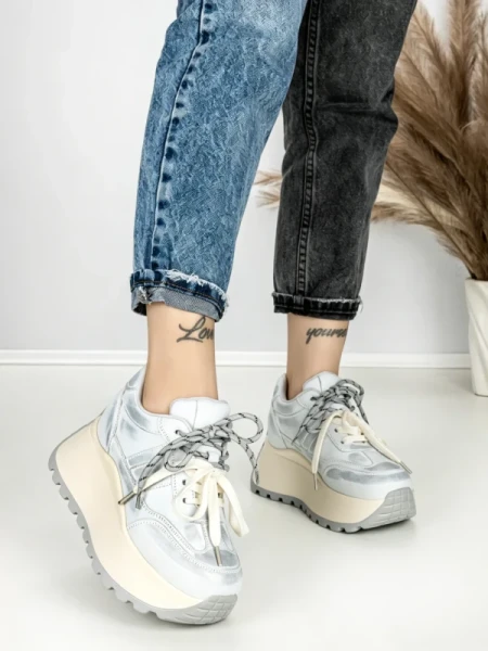 Pantofi Sport Dama cu Platforma 3570 SILVER | MEI