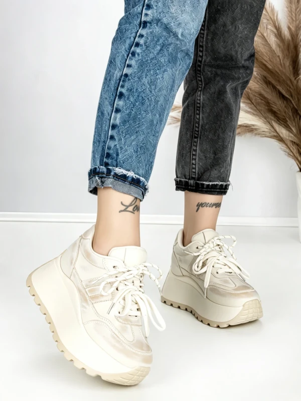 Pantofi Sport Dama cu Platforma 3570 BEIGE | MEI